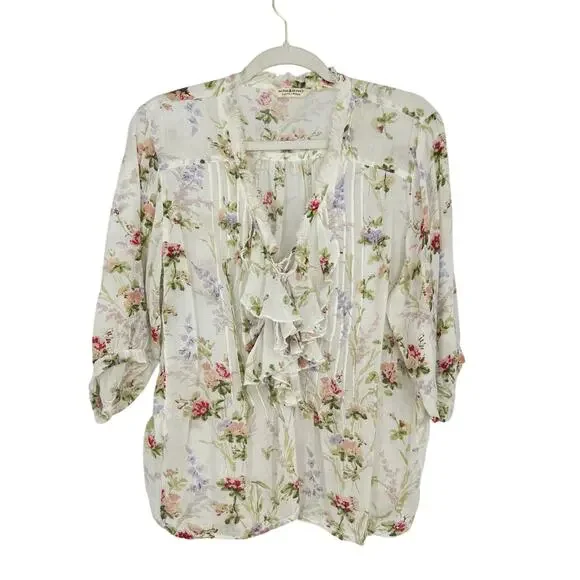 Ralph Lauren Denim & Supply Womens Gauze Floral Top Size M Cotton Cottagecore - Picture 3 of 10
